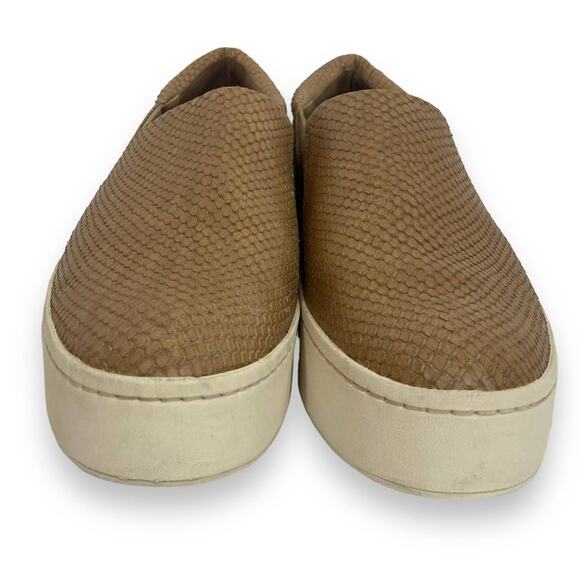 Vince Warren Slip-On sneakers ladies 8.5 Platform Snakeskin Embossed tan leather - Picture 4 of 11